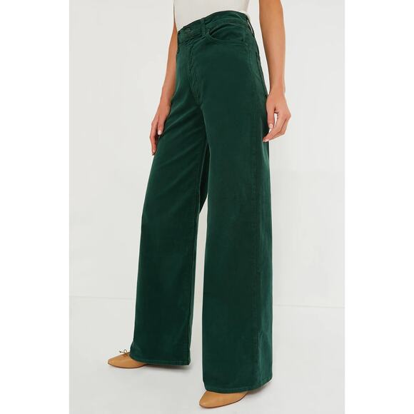 MOTHER The Ditcher Roller Zip Sneak Jeans Dark Green Corduroy Denim Flare 26 - Picture 2 of 12